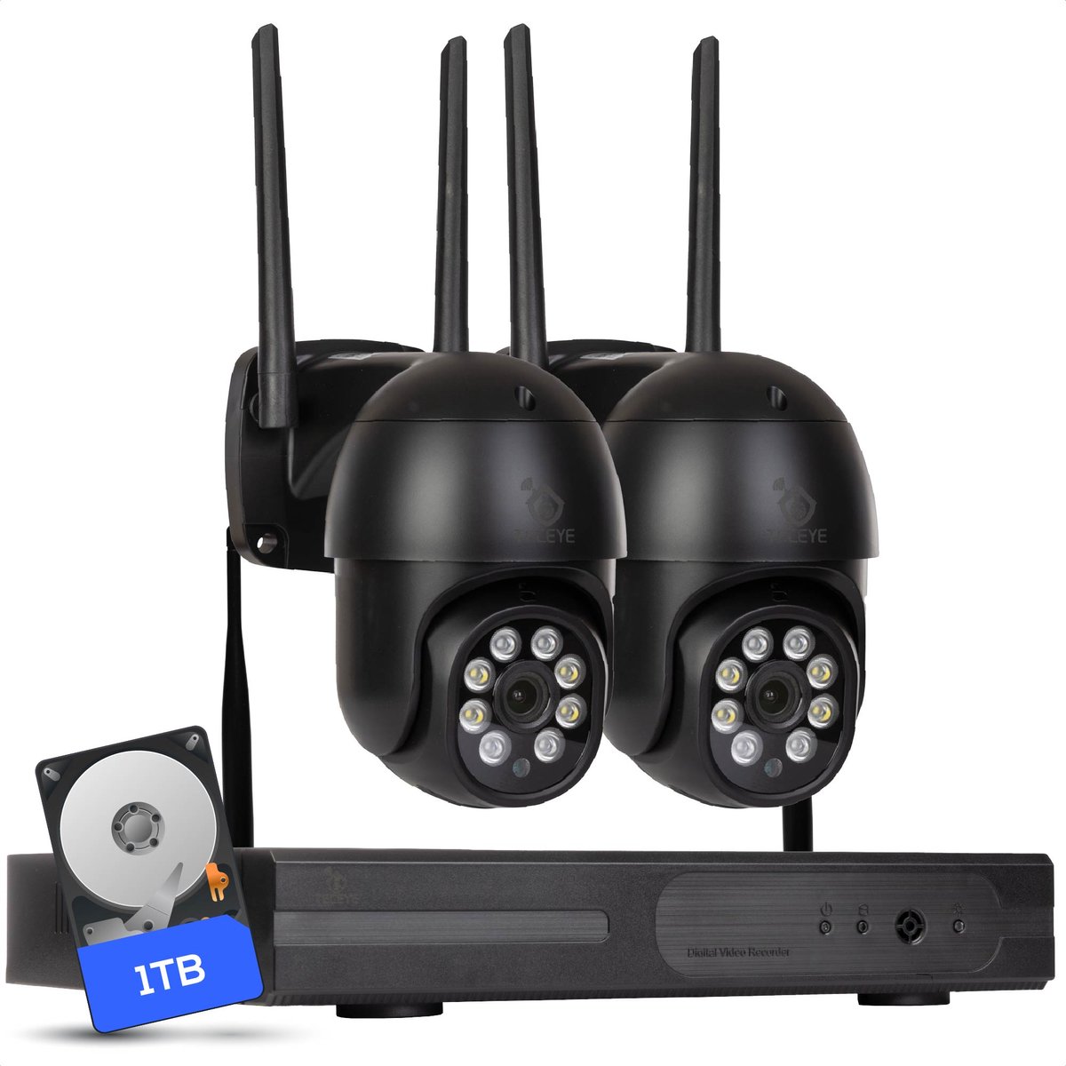 Teceye PTZ Beveiligingscamera Buiten met Recorder - Draadloze Buitencamera - 2 Camera - 1TB Opslag