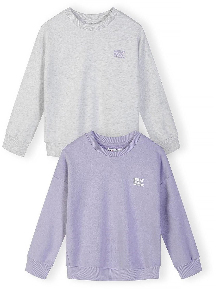 Minoti sweater meisjes met borstprint - katoen - lila