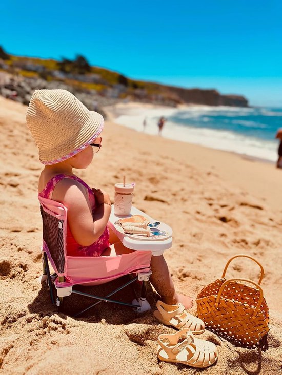 1 stuk - Draagbare babystoel - met afneembare bak - Opvouwbare verhoogde stoel - Geschikt voor kinderen van 6 maanden tot 3 jaar - Lichte reisstoel - Geschikt voor camping, strand, buiten en eettafel - Roze — afbeelding 4