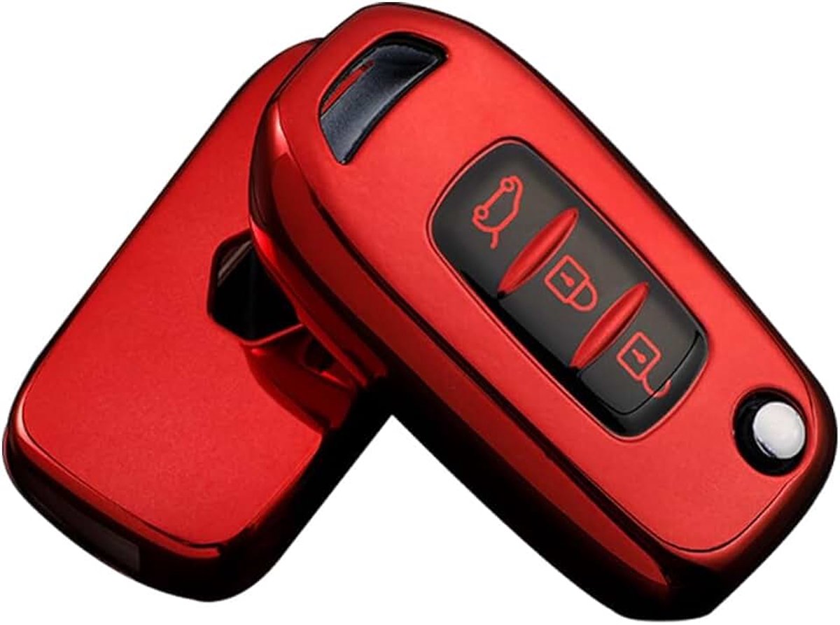 Autosleutelhoes past voor Renault sleutelhoes silicone beschermhoes voor Renault Sandero Stepway Arkana captur Kadjar, afstandsbediening, sleutelbox, accessoires, 3-knops TPU rood