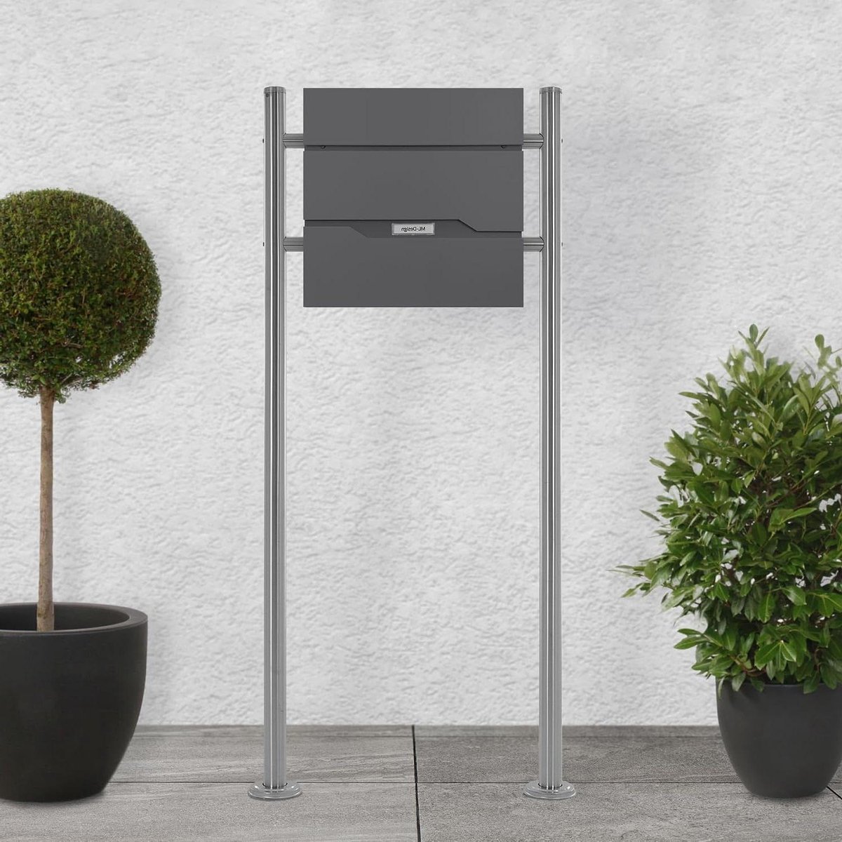Staande Brievenbus - Brievenbuspaal - Post Ontvangen - Met Krantenvak - 120 cm Hoog - Zilver