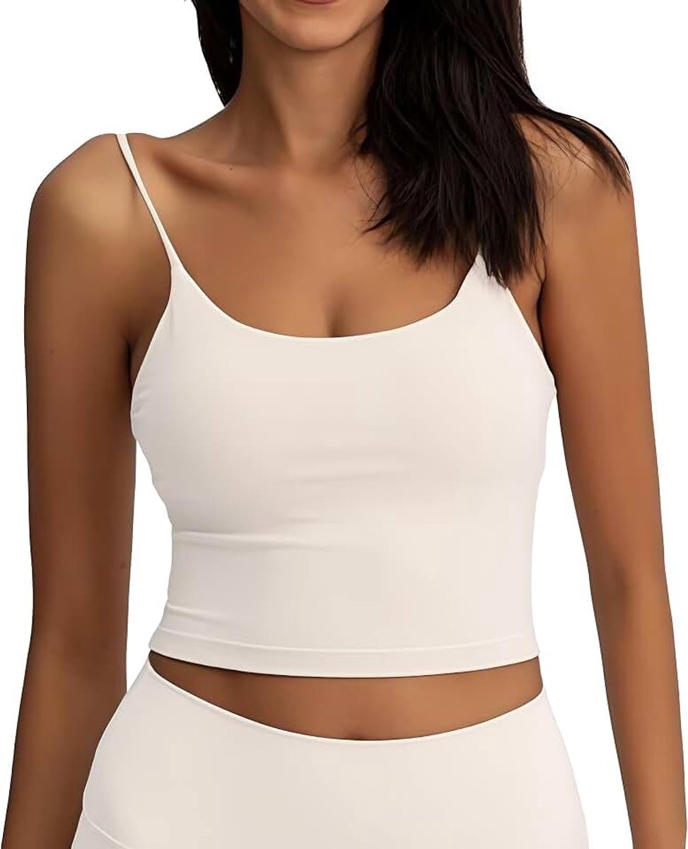 Sporttanktop voor dames, basic top, mouwloos, ademend en licht, voor gym, yoga, casual, korte tanktop met spaghettibandjes
