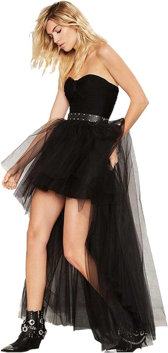 Tule rok voor dames, vintage, gothic, rockabilly, tutu, hoge taille, zwaluwstaart-rok, bruidsjurken, balletrok, hi-lo, lange tuturok voor feestjes en speciale gelegenheden