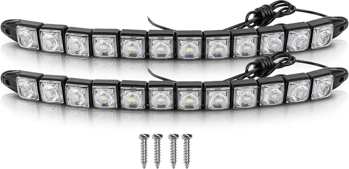 2 stks 12 V Auto LED Dagrijverlichting Strips, Witte Verlichting Universele DRL Mistlampen Strips, waterdicht Schokbestendig Crash-proof Super Helder
