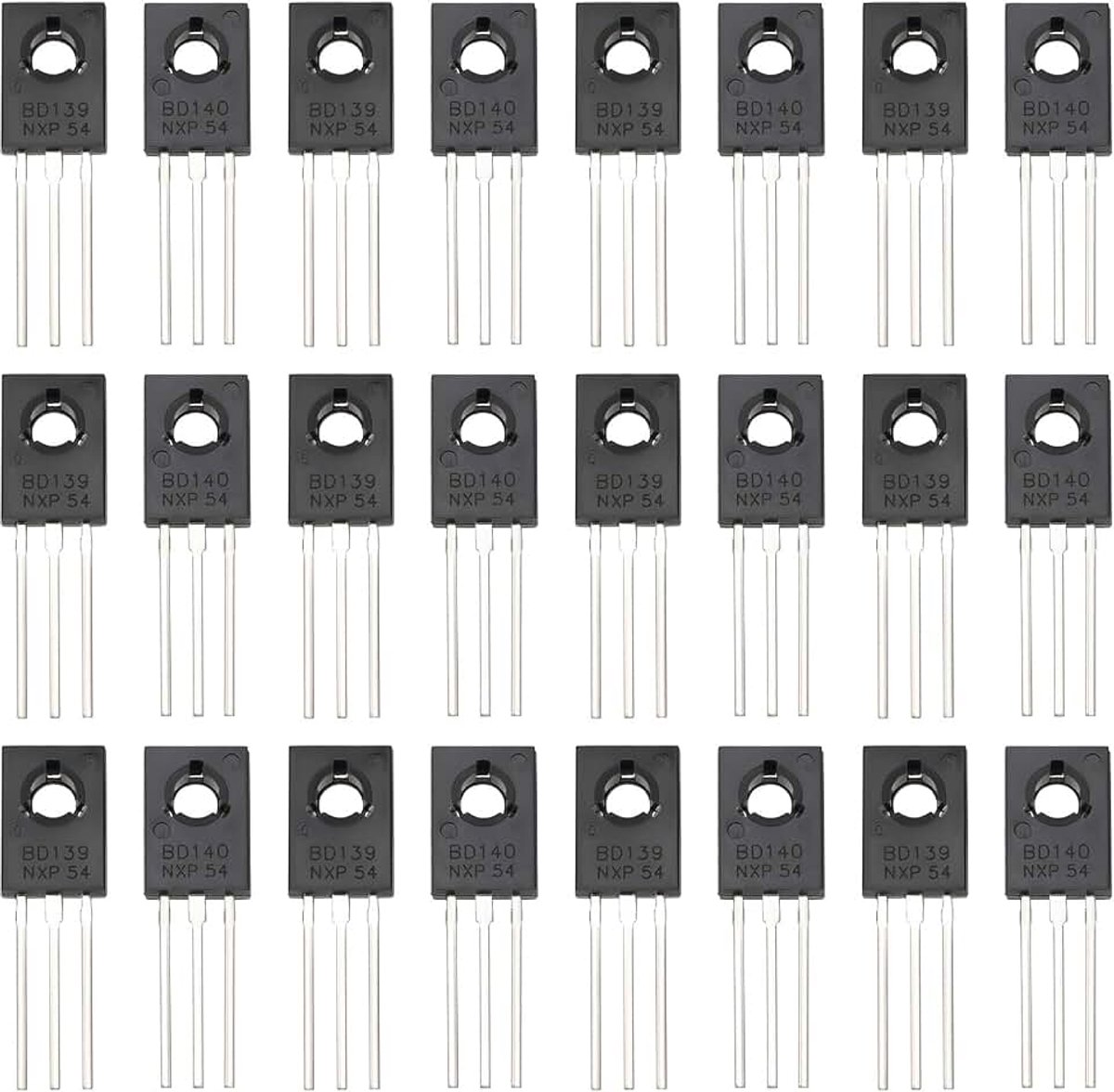 Lord of the Tools 40 Stks BD139NPN BD140PNP 80V 1.5A Enkele Transistor Inclusief 20 stks BD139 en 20 stks BD140 Transistor NPN PNP 1.5A/80V TO-126 Power Transistor