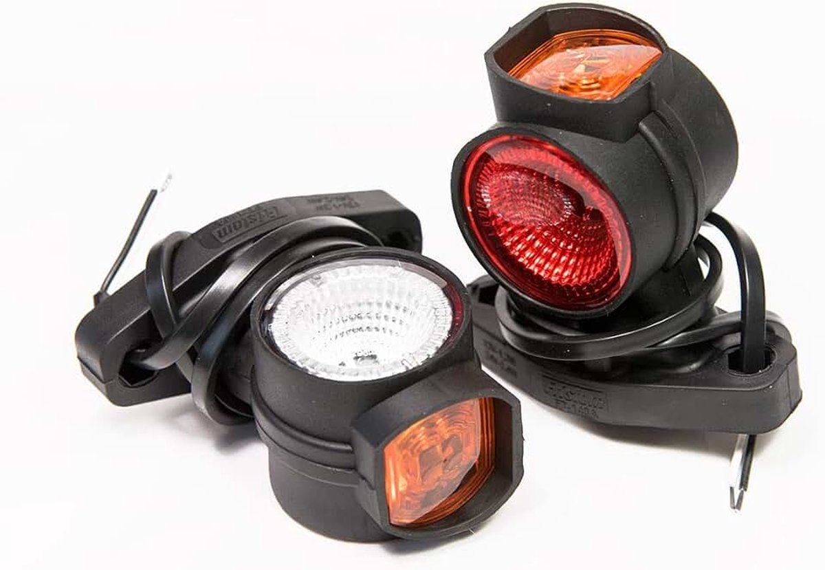 2 x LED rubber markeringslicht zijlicht 12V 24V met E-markerings positielicht auto truck caravan KFZ lamp licht wit rood oranje