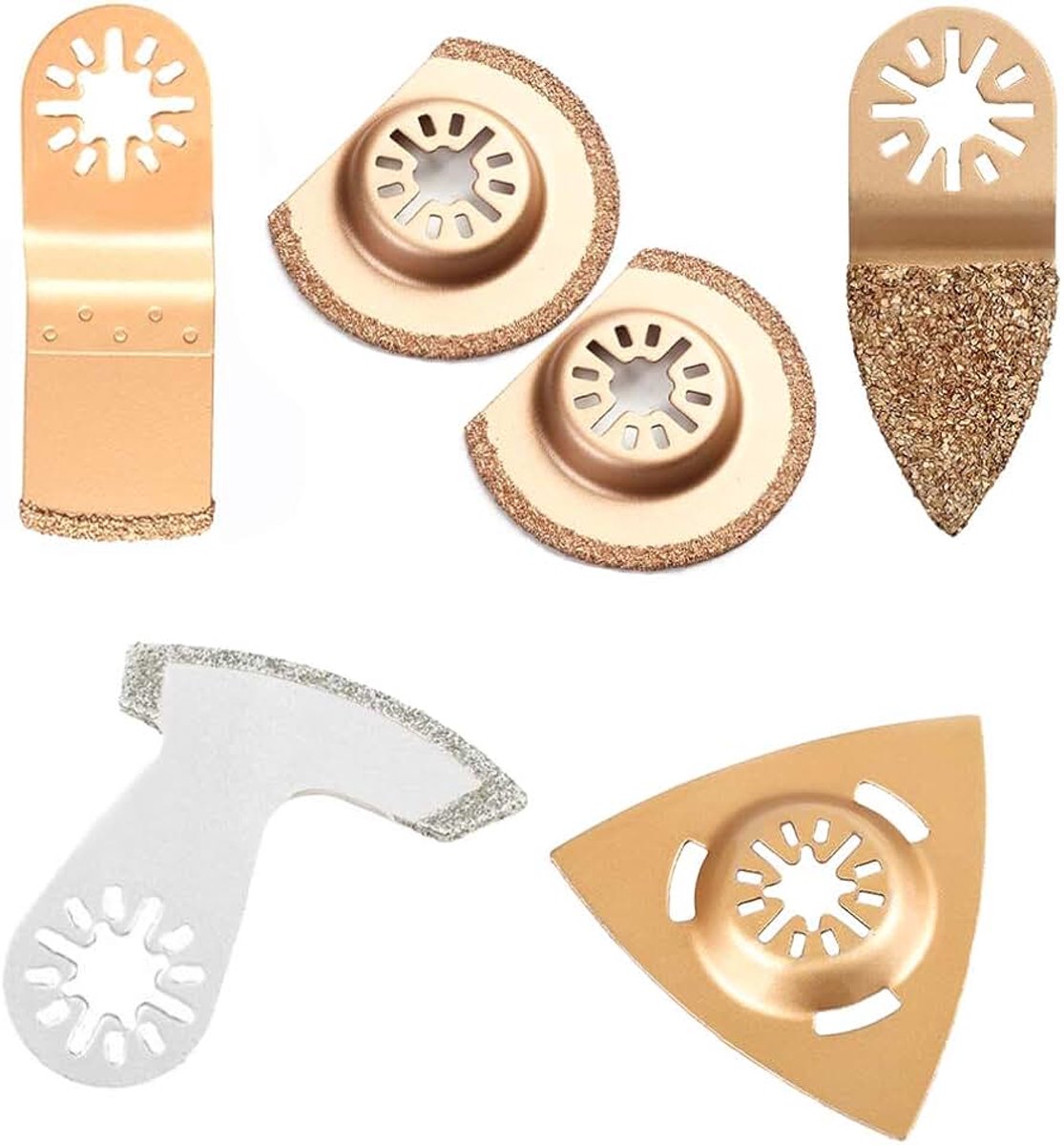 Zaagbladen, 6 stuks, metaal, oscillerende schuurmachine, multitool, multifunctioneel gereedschap, oscillerende accessoires voor Dremel Fine Multimaster Bosch slijper (goud)