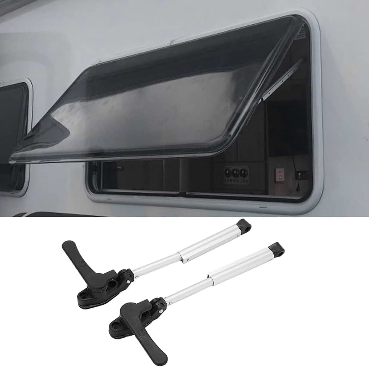 Raamheffer voor Caravans, 2 Stuks, Steunstang Traploos Verstelbaar 18-23 cm