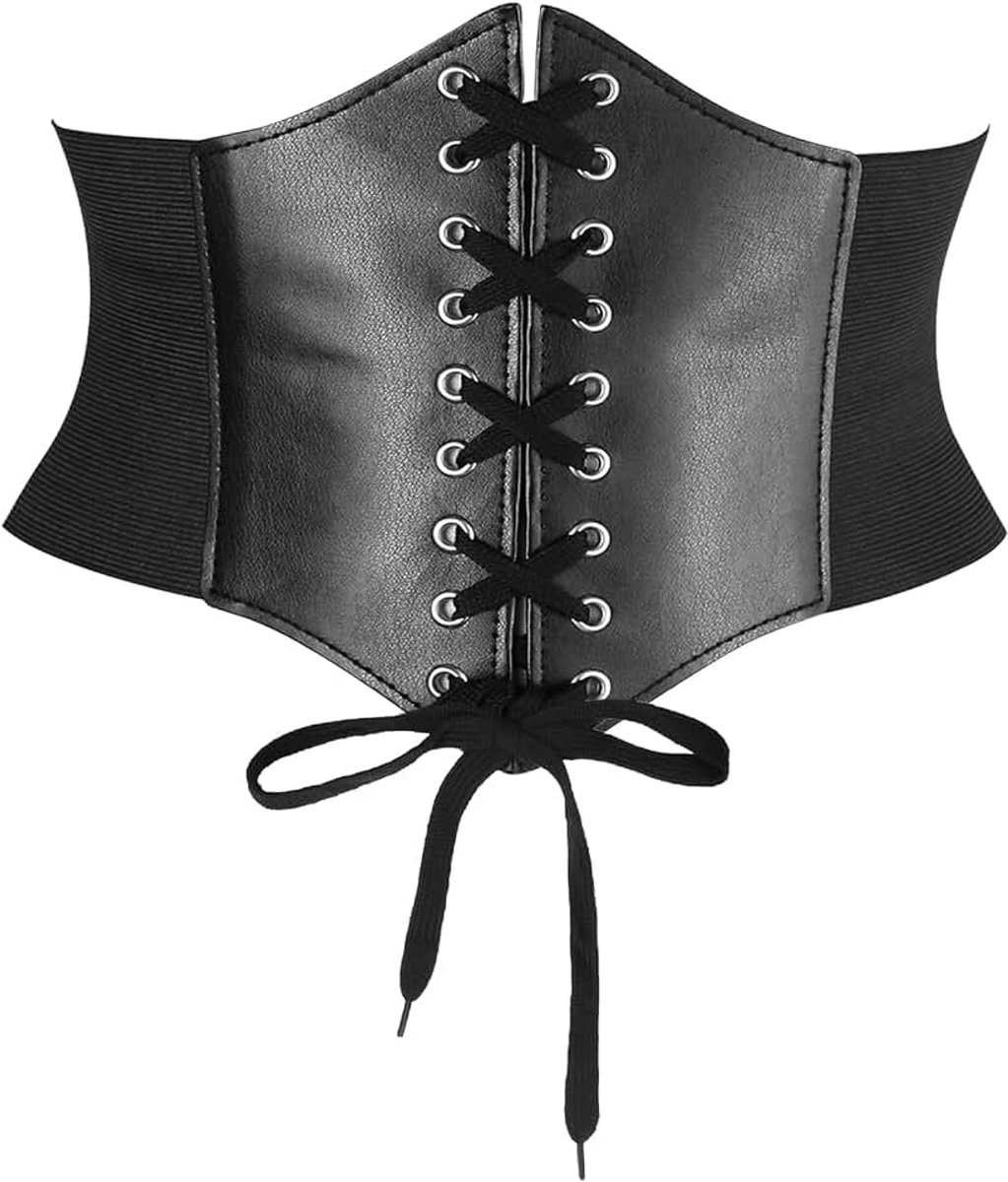 Riem, Zwarte Korset riem voor vrouwen Elastische taille riem Kostuum taille riem Veter elastische taille riem Gestrikte Waspie Korset Riemen(XL)