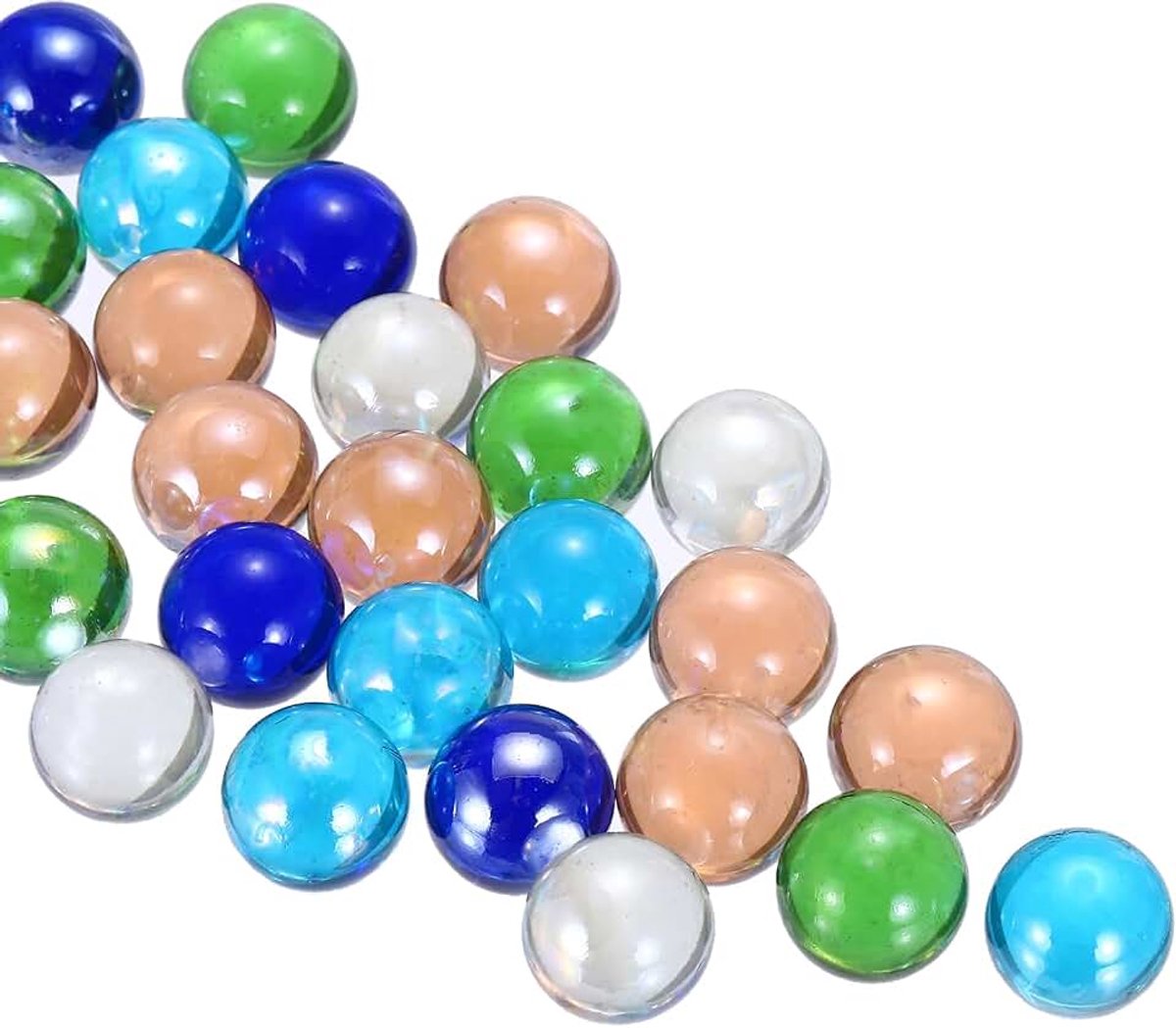 Glazen kralen, 1 set ronde glazen edelstenen gemengde kleur 0,60 pond (0,60 pond (0,63 inch) glazen ks kiezelstenen voor vazenvulling aquarium decor DIY handwerk