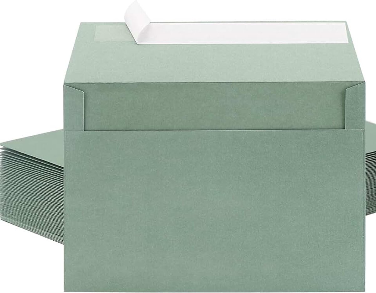 40 stuks groene enveloppen, 18,5 x 13,5 cm, zelfklevend, ideaal voor geschenken, huwelijksuitnodigingen en uitnodigingen