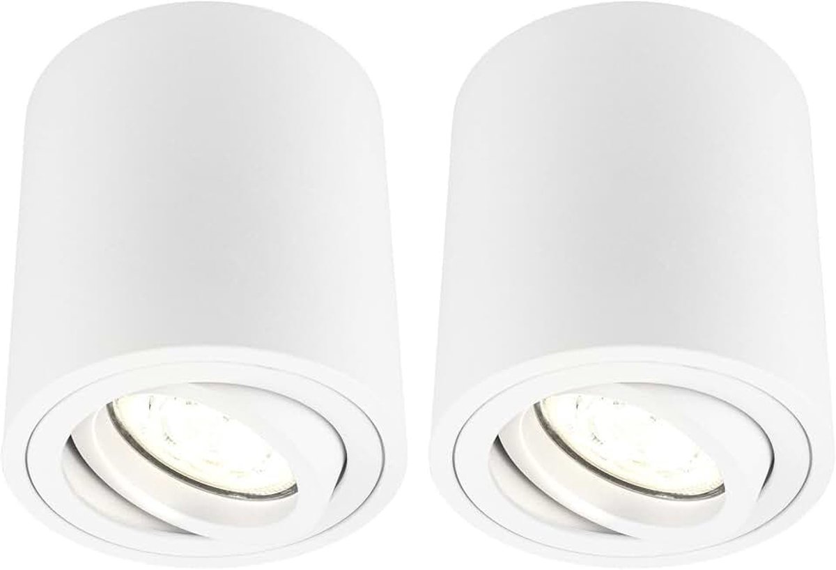 2 stuks LED opbouwspot wit rond 3W warm wit dimbaar | met lichtbron geleverd; voor plafond hal keuken en woonruimte