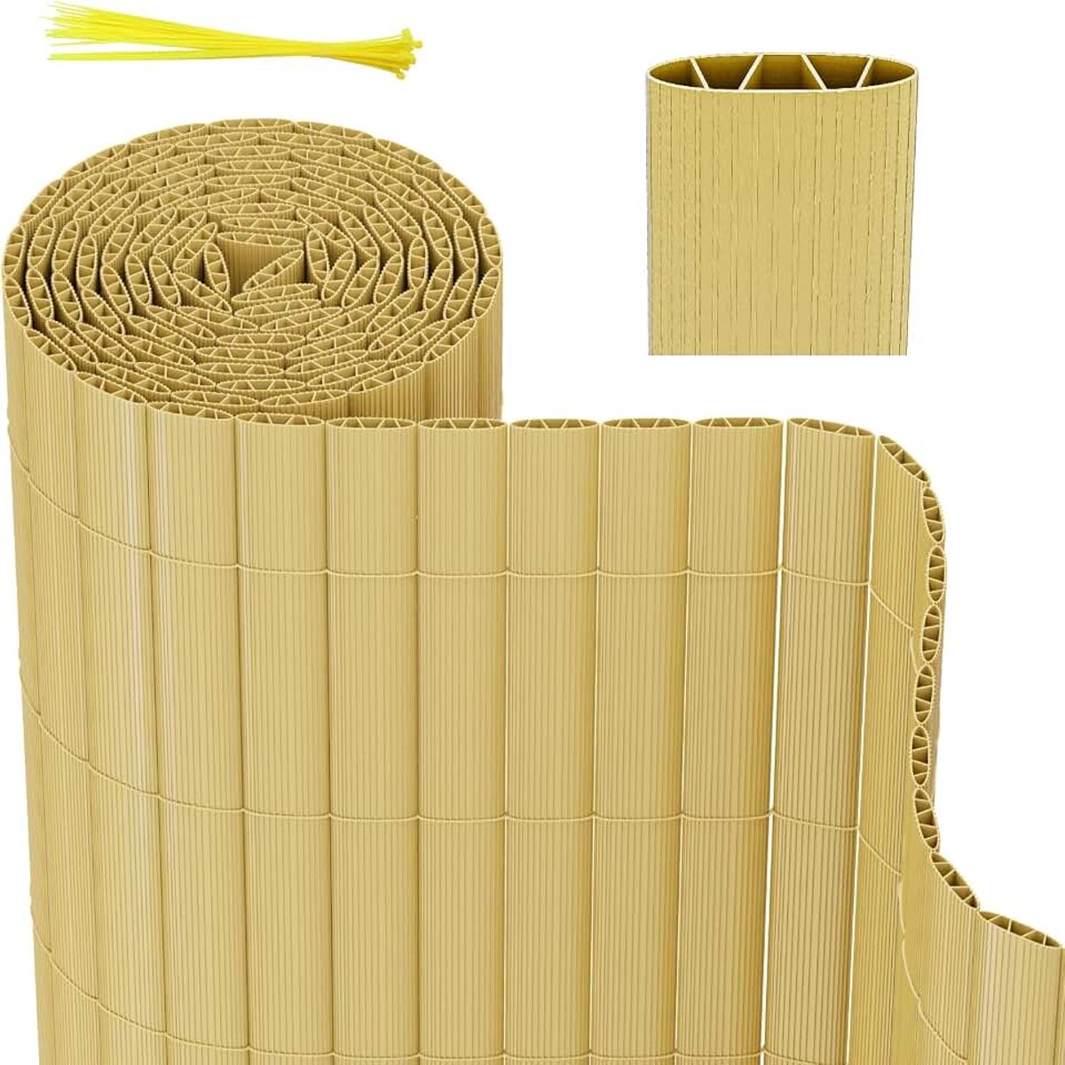 Pvc-inkijkbeschermingsmat, inkijkbescherming, met kabelbinders, weerbestendig, inkijkbescherming, tuin, balkon, terras, inkijkbescherming, interne W-structuur, versterkte lamellen, 80 x 500