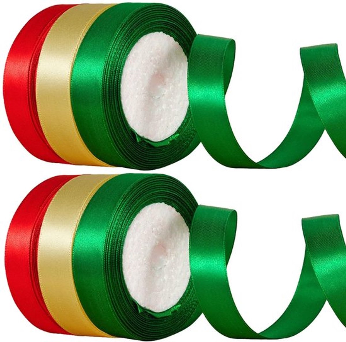 Kerstlint 6 Rollen - Polyester Lint - Decoratie Lint - Geschenkverpakking - Bruiloft - 20mm x 22m per Rol - Decoratielint