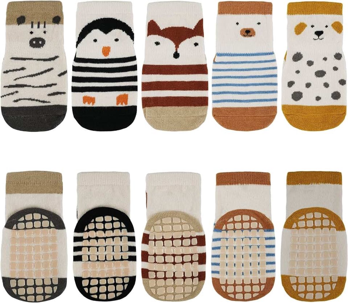 Sokken, 5 paar katoenen babysokken, peutersokken baby, kinderen antislipsokken voor baby's, peuters en kinderen