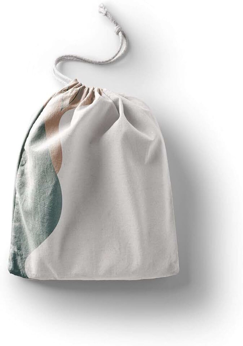 Jardin du Lin Bedrukte katoenen tassen met trekkoord, boodschappentas, tas, stoffen tas, groententas, herbruikbaar, milieuvriendelijk, multifunctioneel, opvouwbaar, maat: 20 x 30 cm
