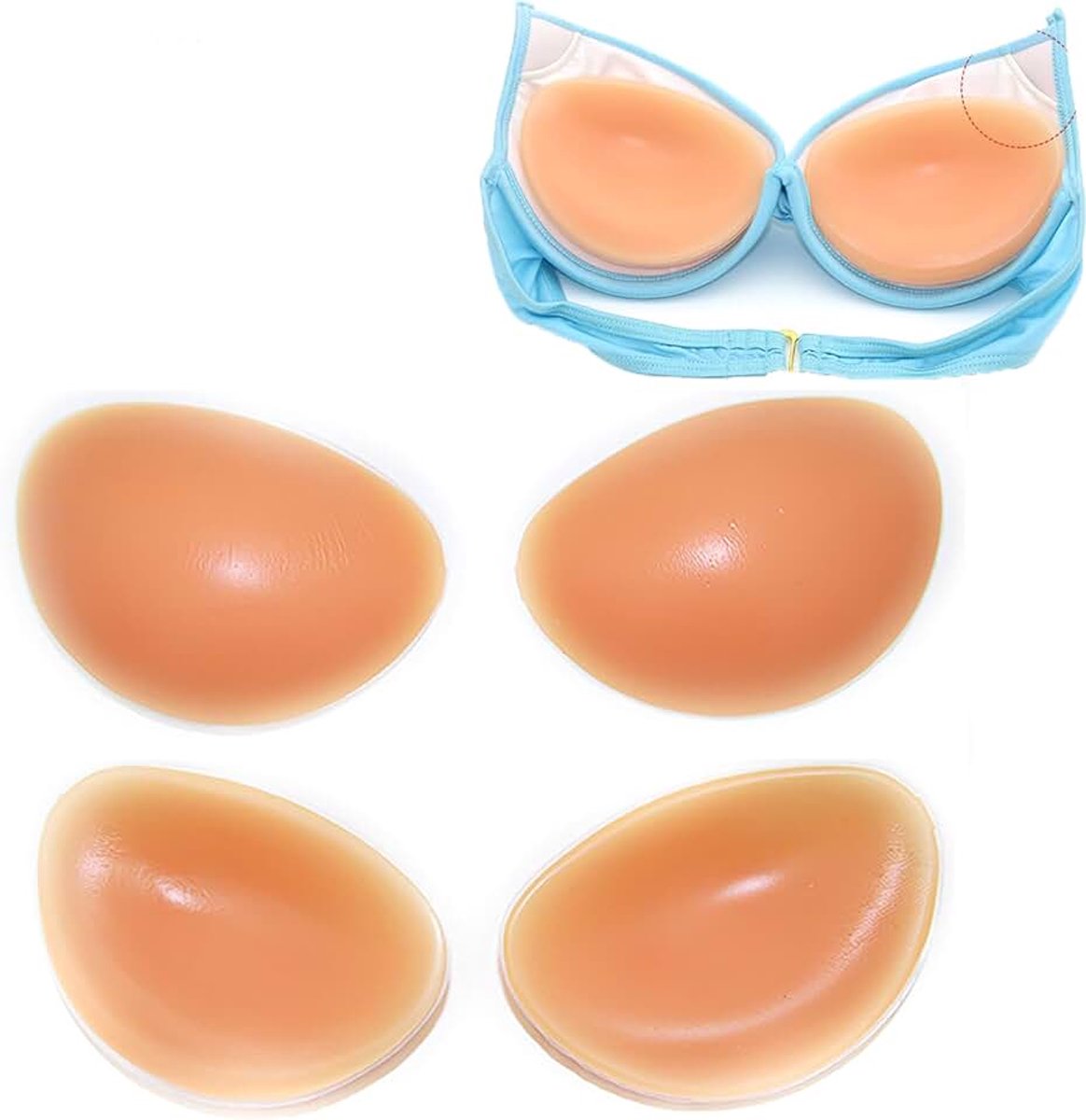 1 paar beha-inzetstukken, van siliconen, voor push-up beha, bikini, uitneembare pads, siliconen buste beha-pads, oranje