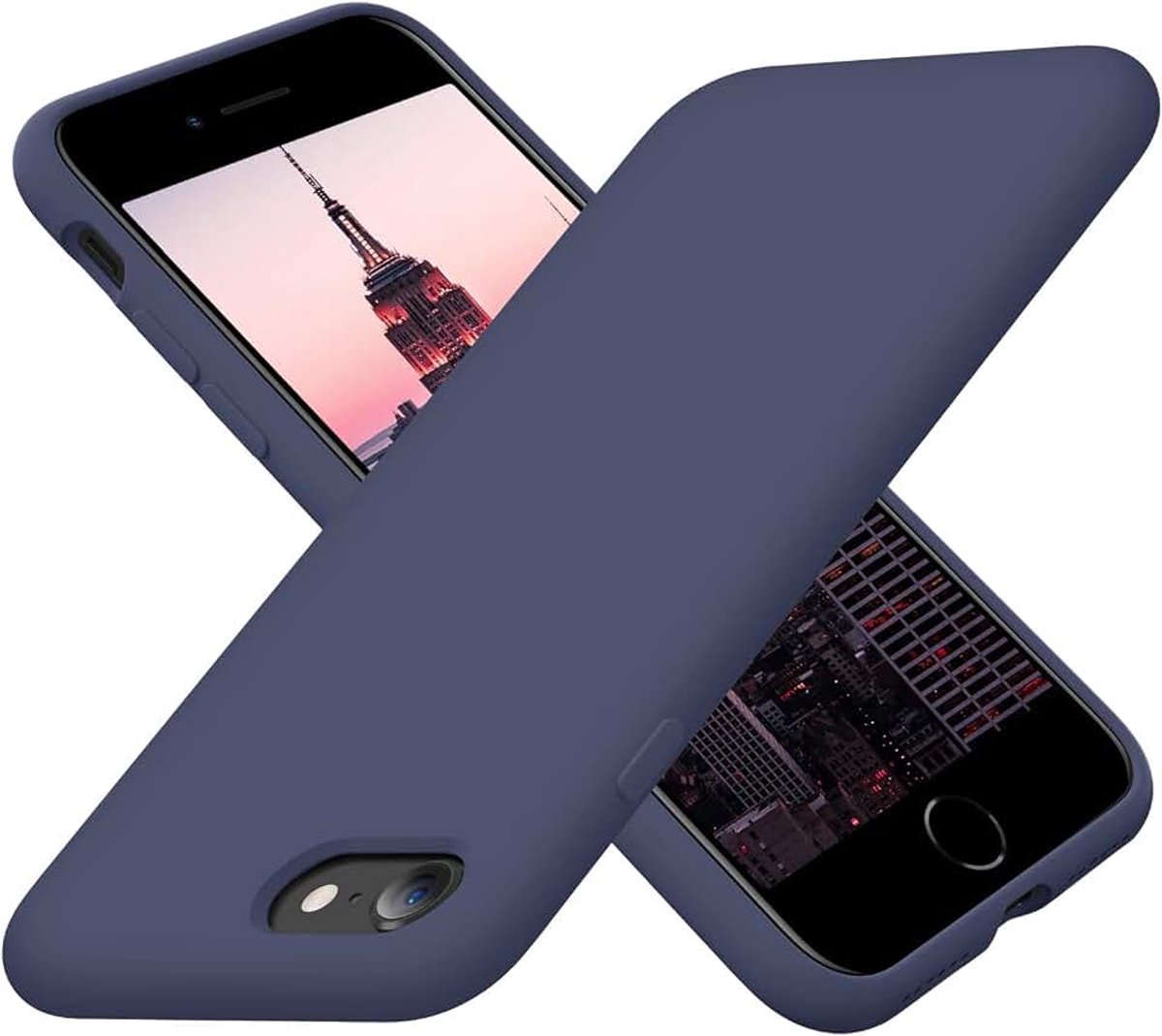 Ontworpen voor iPhone SE Hoesje 2022/2020, voor iPhone 7 8 Hoesje, Siliconen Ultra Dun Schokbestendige Telefoonhoes met [Zachte Microvezel Voering], 11,9 cm, Marineblauw