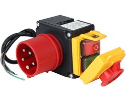 400 V driefasig stopcontact AYWHP 3-fase machineschakelaar met 80 cm kabel, faseomvormer en magnetische noodstopschakelaar, compatibel met KEDU KOA7