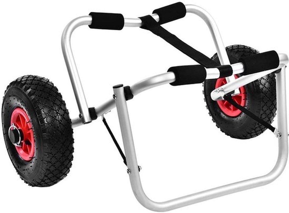 Kajakaanhangwagen - Aluminium opvouwbaar - 80 kg draagvermogen - 10 inch wielen - Vervoeren van kano's - Ideaal voor watersporters - Lich