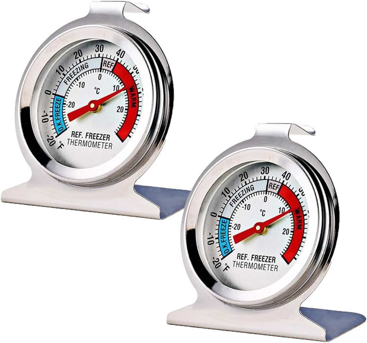 2 stuks Koelkastthermometer, grote wijzerplaat vriezerthermometer, klassieke serie temperatuurthermometer voor koelkast vriezer koelkast koeler