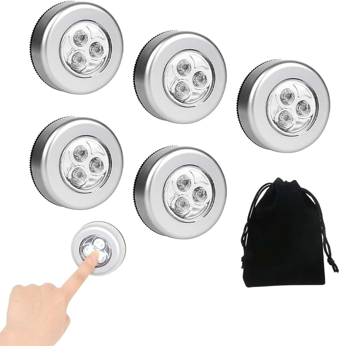 Nachtlampje met bewegingsmelder, led-nachtlampje, 5 stuks, wit, nachtlampje, batterij, led-kastverlichting met hechtend, traplicht voor hal, auto, keuken en kast, kinderkamer