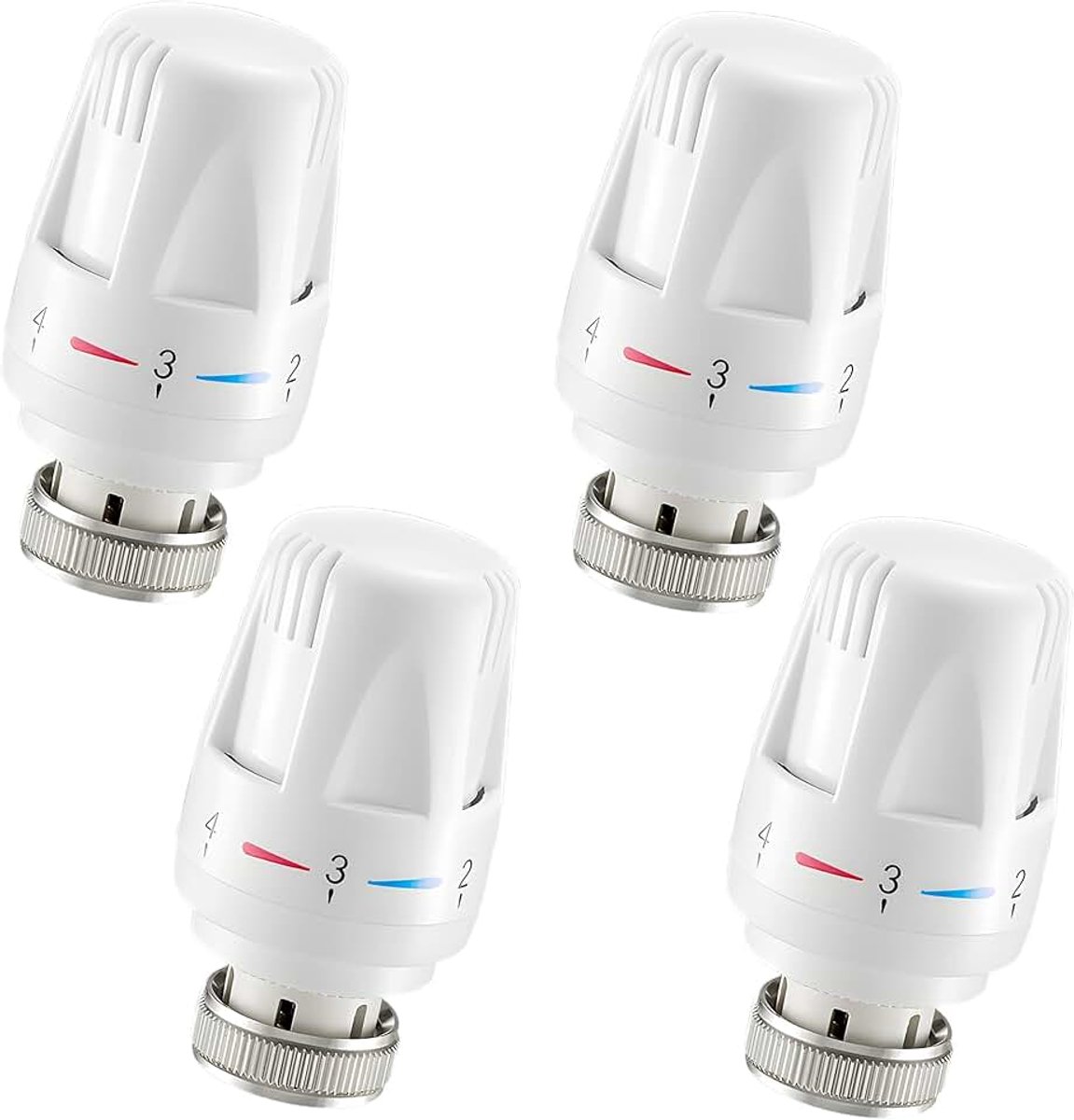 Thermostaatverwarming, M30 x 1,5, radiatorthermostaat, thermostaatventiel, thermostaatventielkop, radiatorventiel voor thuis en op kantoor, 4 stuks