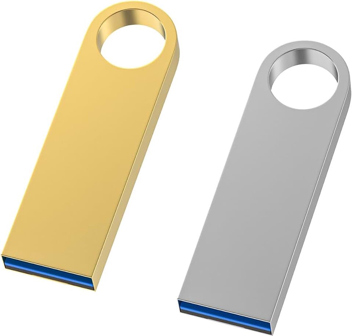USB-stick 16GB 2 Stuks Mini Metaal Memory Stick 3.0, Wooolken USB flashdrives waterdicht geheugensticks Portable Data Storage met 2 sleutelhangers