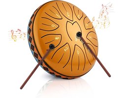 Sunowl 15,2 cm 11 tonen stalen tongtrommel set, staaltongtrommel voor beginners kinderen volwassenen, handpan stalen drum met drumtas voor meditatie, geluidsgenezing (goud)