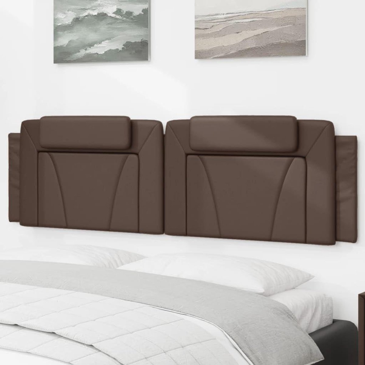 Hoofdbordkussen - Bedkussen - Beddecoratie - Duurzaam kunstleer - 180 cm - Bruin