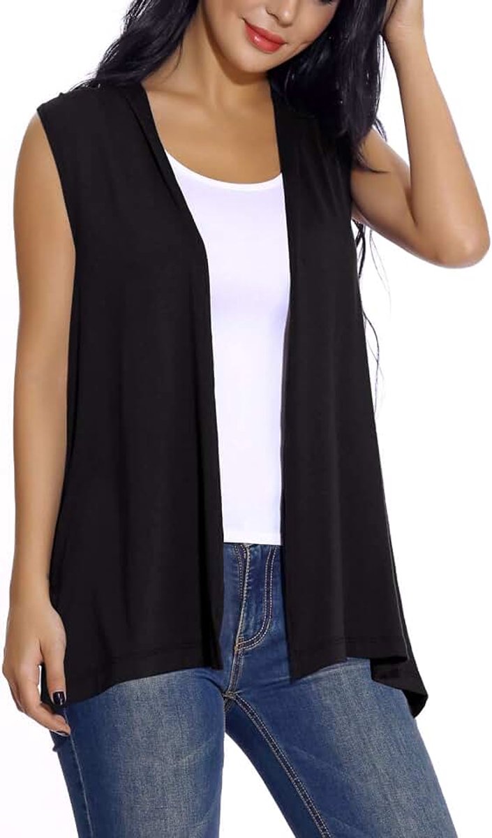 Casual Mouwloos Licht Gebreid Vest Open Voorkant Tuniek Vest