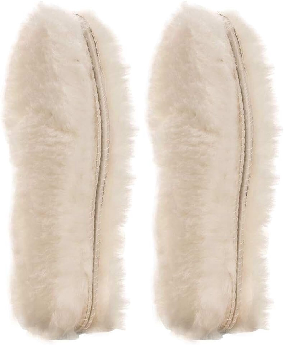 [2 paar] Echte Pure Schapenvacht Luxe Inlegzolen Gemengde Schapenvacht Lamswol Knusse Warme Pluizige Schoen Inlegzolen | Duurzaam & Pluizig | Perfect voor Platte Schoenen, Beige, 38 EU