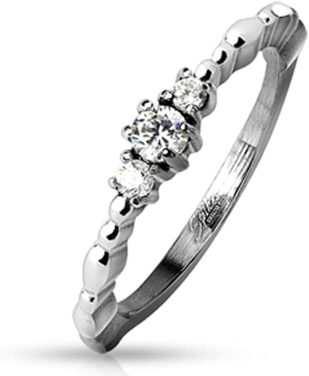 Steen verlovingsring band-ring chirurgisch staal 316L partner-ring trouwring titanium 47(15)-61(19,5), Roestvrij staal