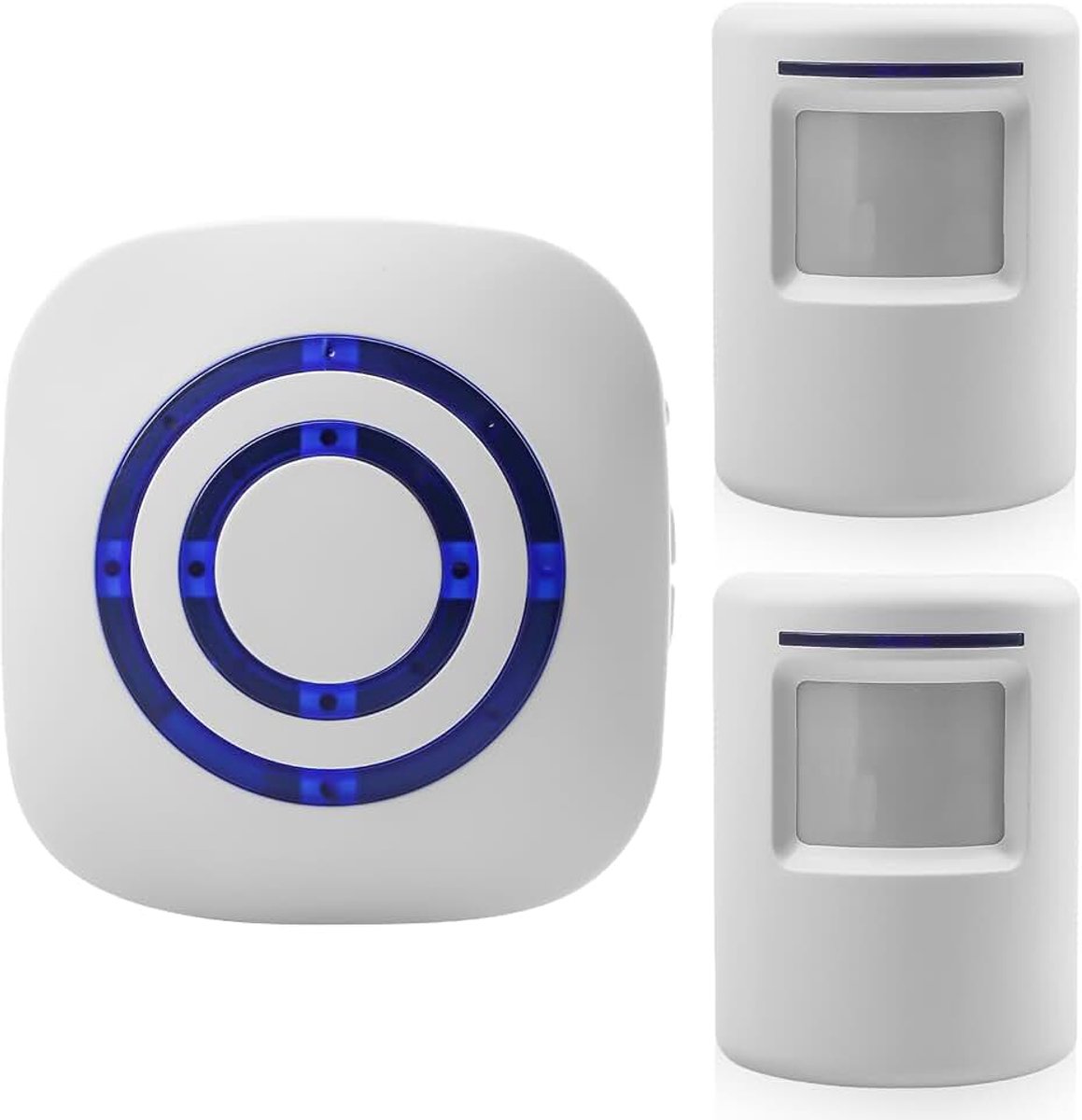 Doorgangsalarm, doorgangsdetector draadloze bewegingsdetector alarm met 2 plug-in ontvangers en 1 PIR-winkel welkomstbewegingsdetector alarm, radioalarm voor vrachtwagen, camper, garage