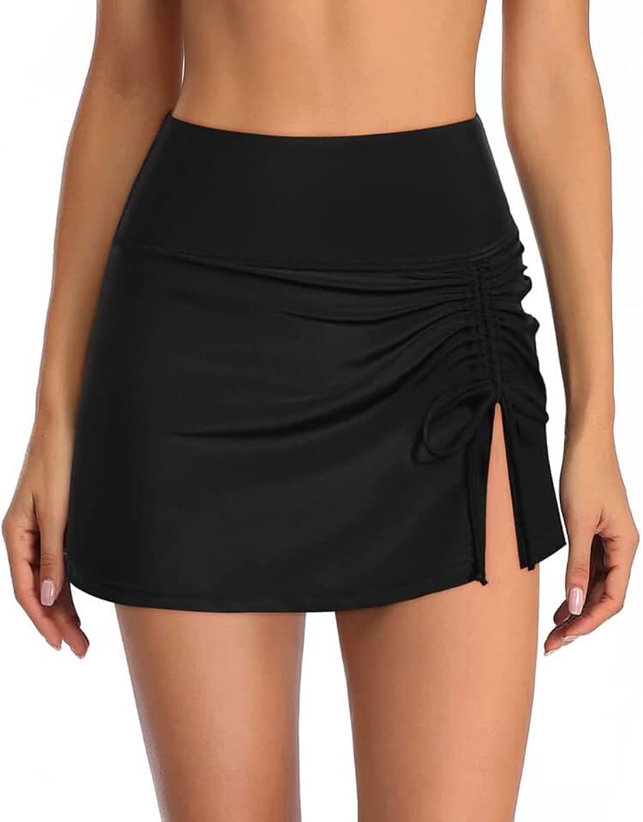 Bikini voor dames, korte rok met trekkoord, badpak, elegant, met ruches, geïntegreerde bikinibroek, sport, zomer, strand, zwembroek