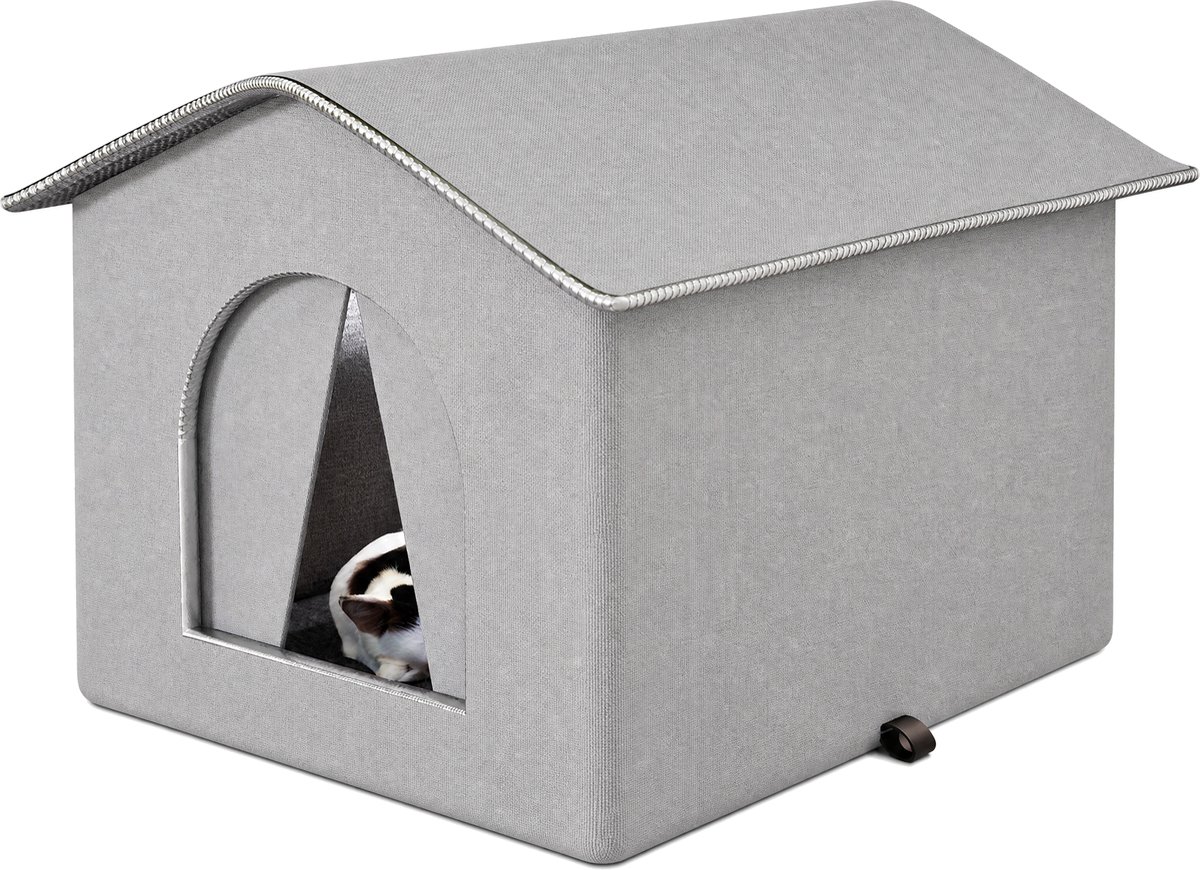 Outdoor Kattenhuis – 42x42x42 cm – Geïsoleerd en Waterdicht – Met Zachte Matten – Voor Zwerfkatten en Buitenkatten