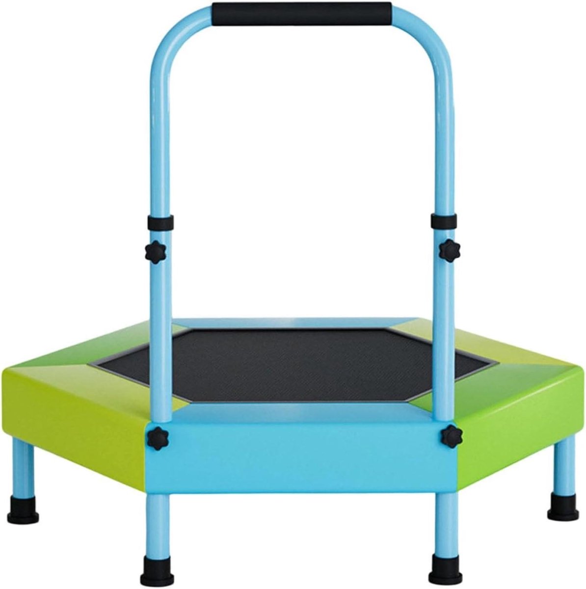 Mini Trampoline Kinderen - Opvouwbare Springuitrusting - Actief Spelen - Verstelbaar Handvat - 93 cm Diameter - Blauw