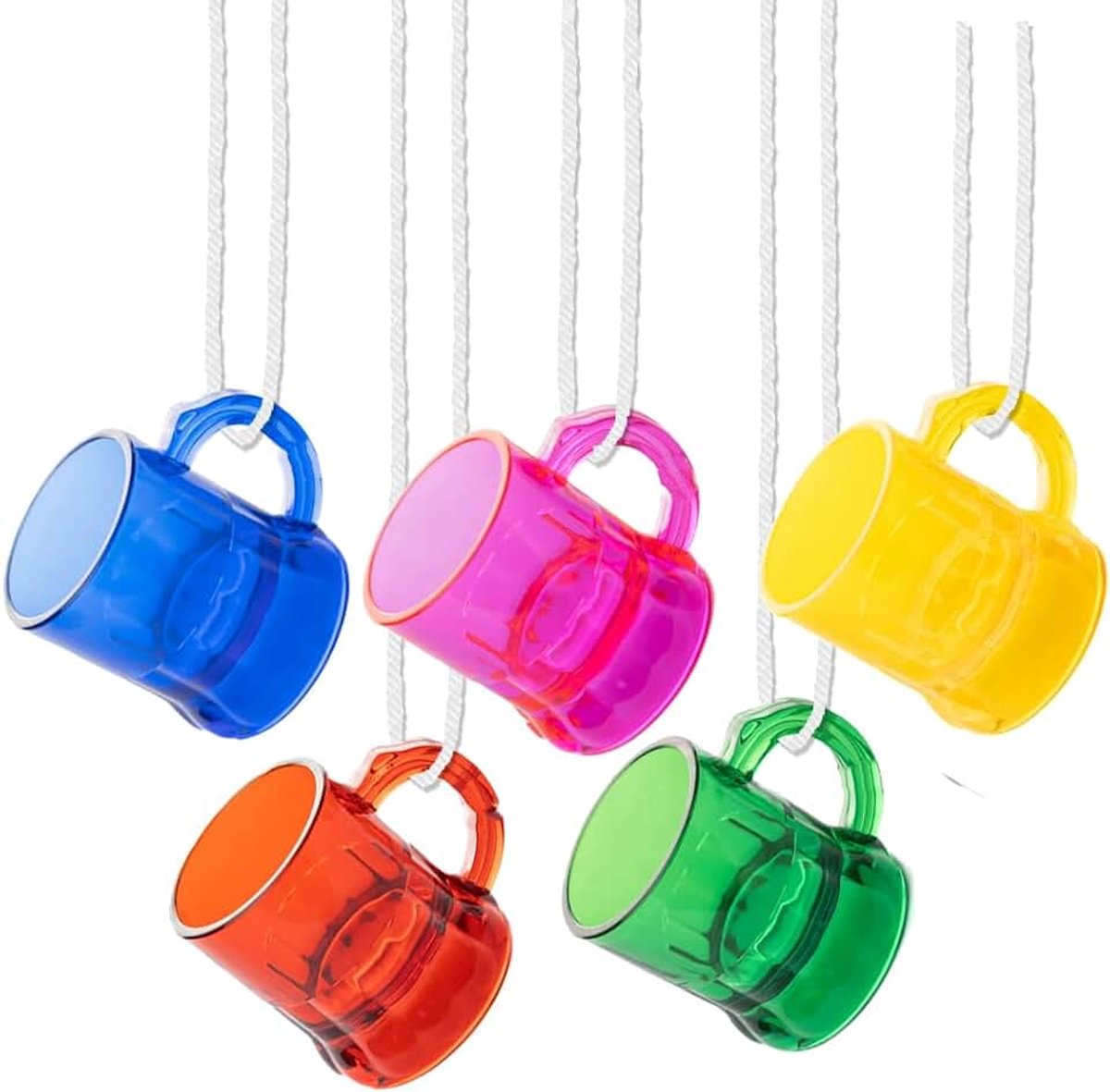 Set van 20 borrelglazen om te hangen, met handvat, borrelglazen voor feestjes, veelzijdig inzetbaar (20 x transparant)