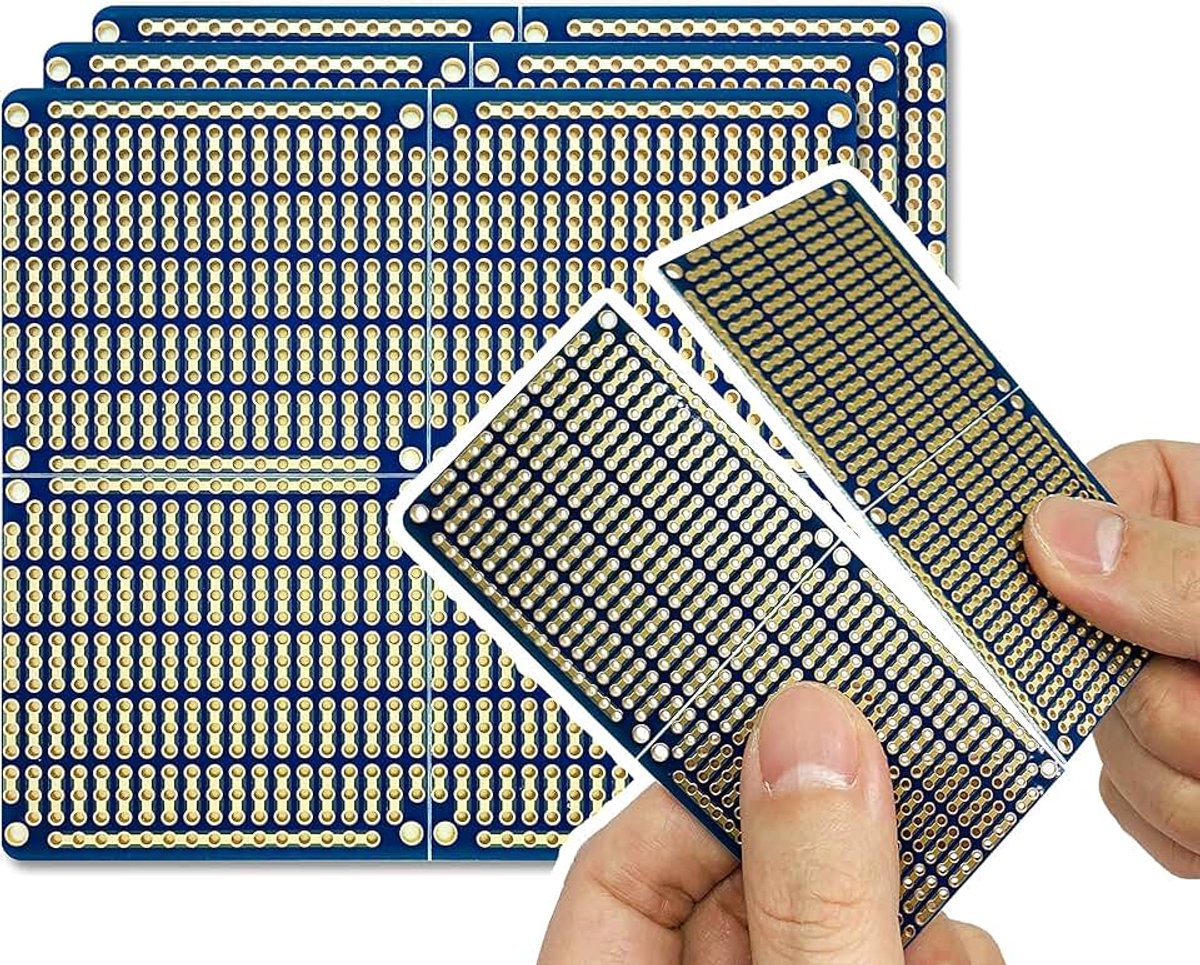 Snappable PCB, stripbord met stroomrails voor elektronische projecten, compatibel voor doe-het-zelf Arduino-soldeerprojecten, verguld, 9,7 x 8,9 cm (3 stuks, blauw)