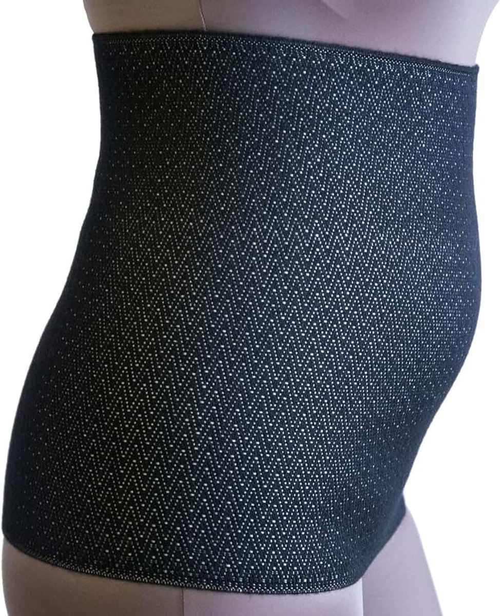 Elastische buikband van wol, uniseks, biedt buik- en lendenbescherming, thermische wol, gemaakt in Italië (XXXL, zwart)
