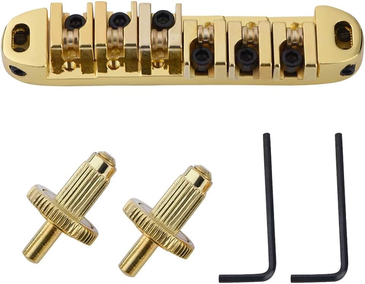 Locking Roller Bridge Tune O Matic Alloy 1 Set Alloy Roller Saddle Bridge Vervangend Onderdeel voor Stijl 6-snarige Elektrische Gitaar (zilver) (GOLD)