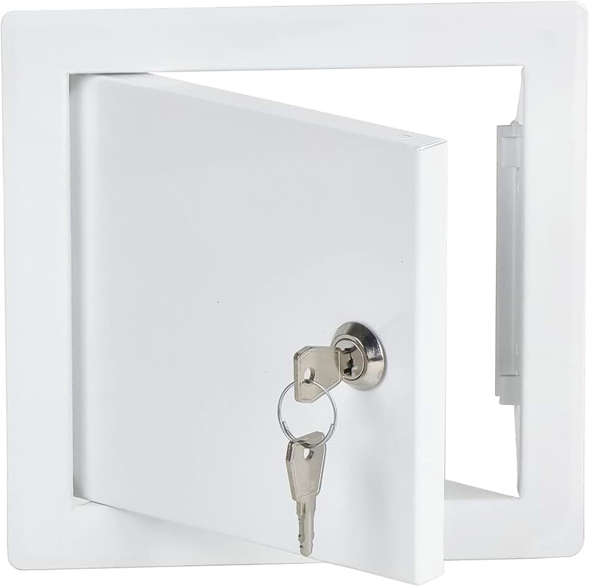 15x15 cm Inspectieklapje Van Plaatstaal Met Slot, Wit