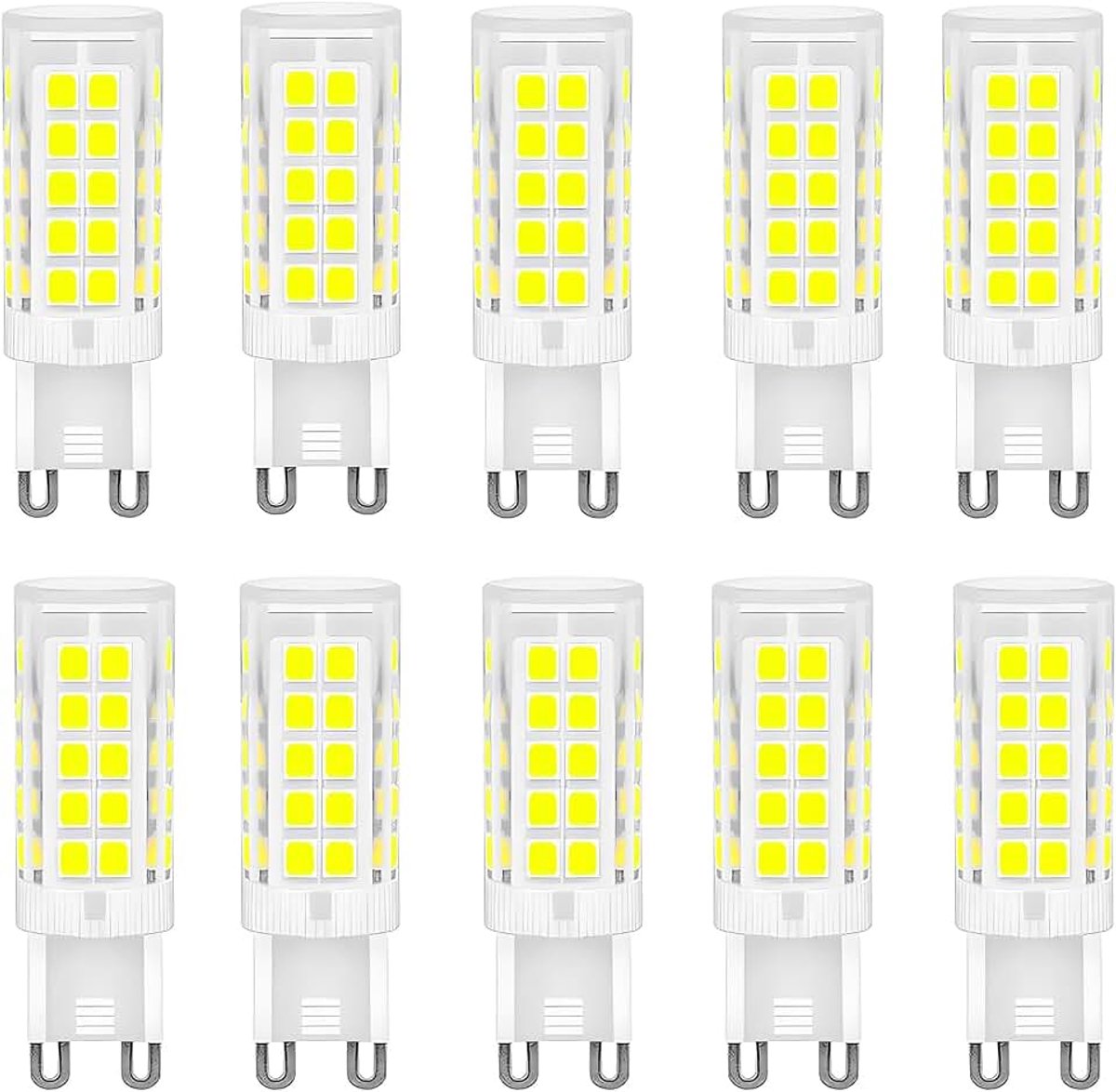 5W G9 Led Bulb, Koele Witte Geleide, Equivalent Aan 40W-50W Halogeen, 500lm 6000 Kelvin 220-240V Geen Flikker Niet-Dimbaar Energiebesparend, 10 Pack