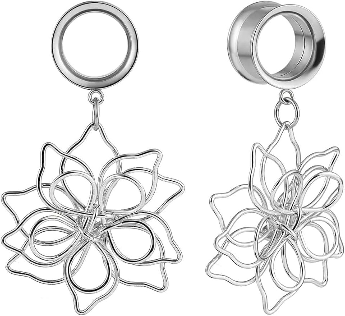 Tunnels Vlees Brancard Dubbele Uitlopende Plugs Meters Bloem Blad Rvs Oren Piercing Sieraden Voor Mannen Vrouwen 6mm tot 19mm