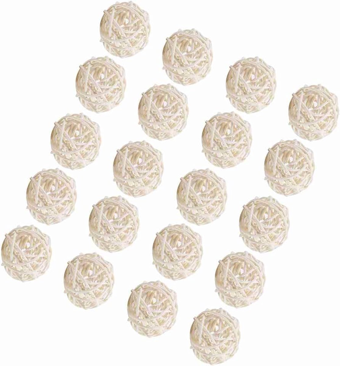 20 STKS Rieten Staaf Rotan Ballen Ambachten Kleurrijke Pet Bird Chew Speelgoed Tafel Bruiloft Decoratie Opknoping DIY Accessoires (Wit)