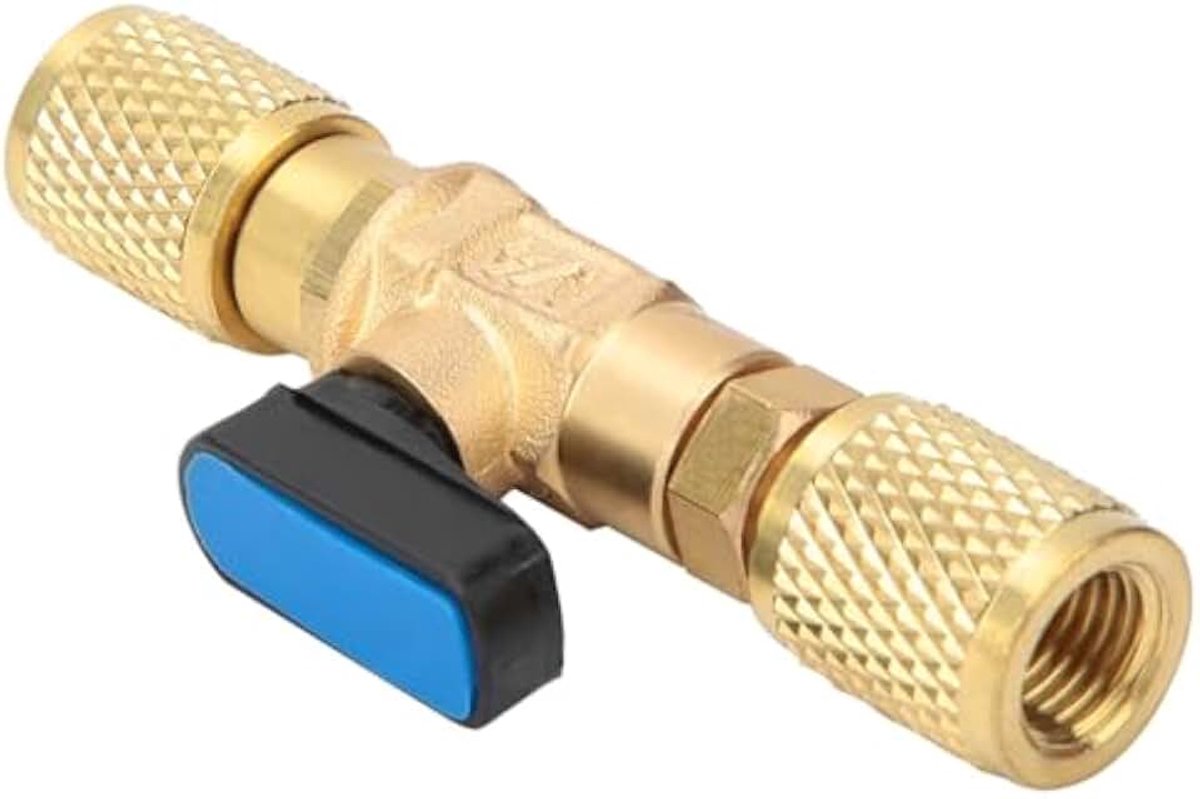 Kogelafsluiter messing, airconditioning afsluiter G1/4'', kogelkraanadapter voor koelmiddel aansluiting op slang, koelgereedschap accessoire, hoogwaardige kogelafsluiter voor AC systemen
