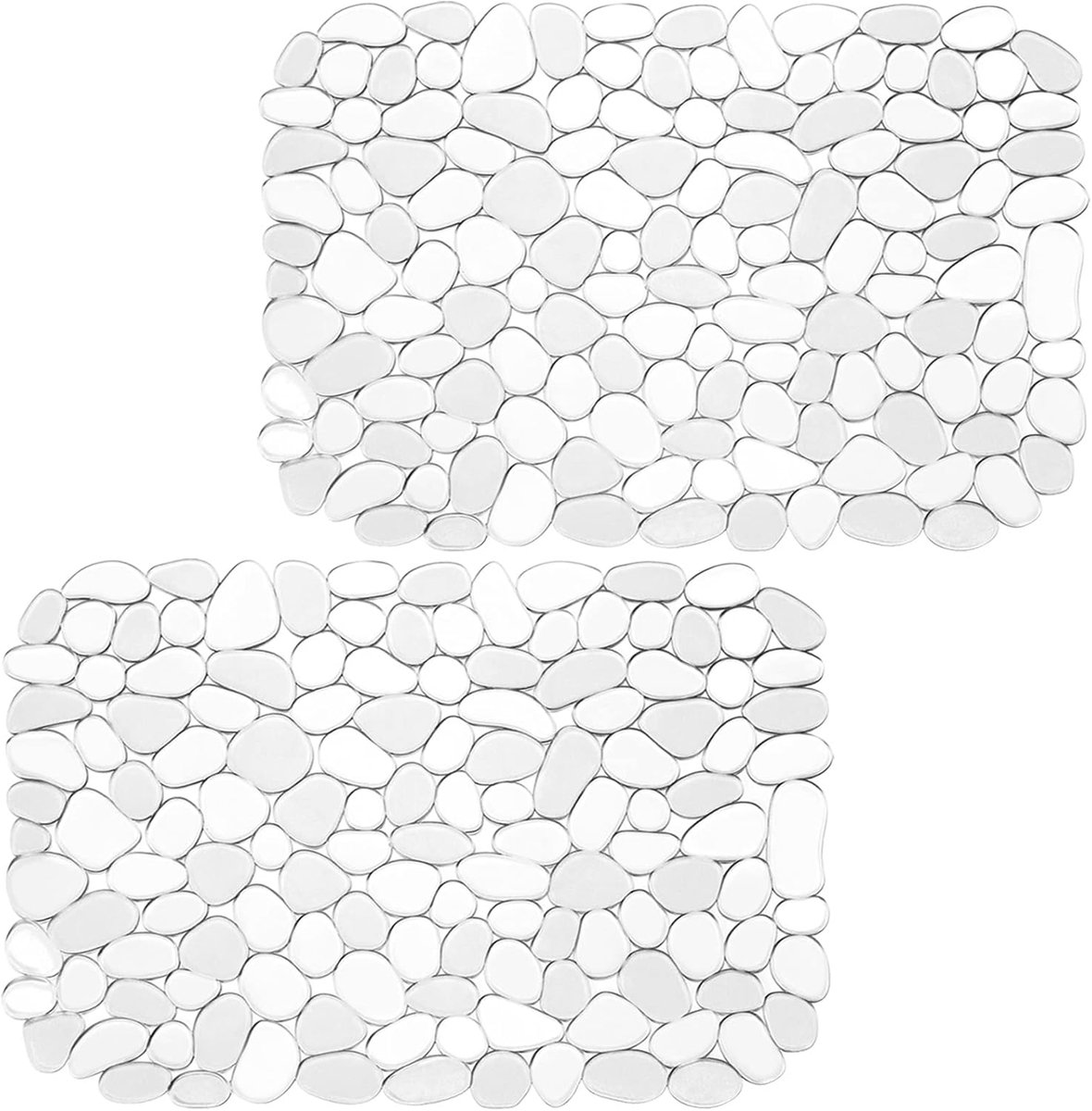 Gootsteenafvoermat - Antislipmat - PVC afvoermat - Kiezelpatroon - Gegarandeerd - Keukenafvoermat - 2 stuks - 40x30 cm - Transparant