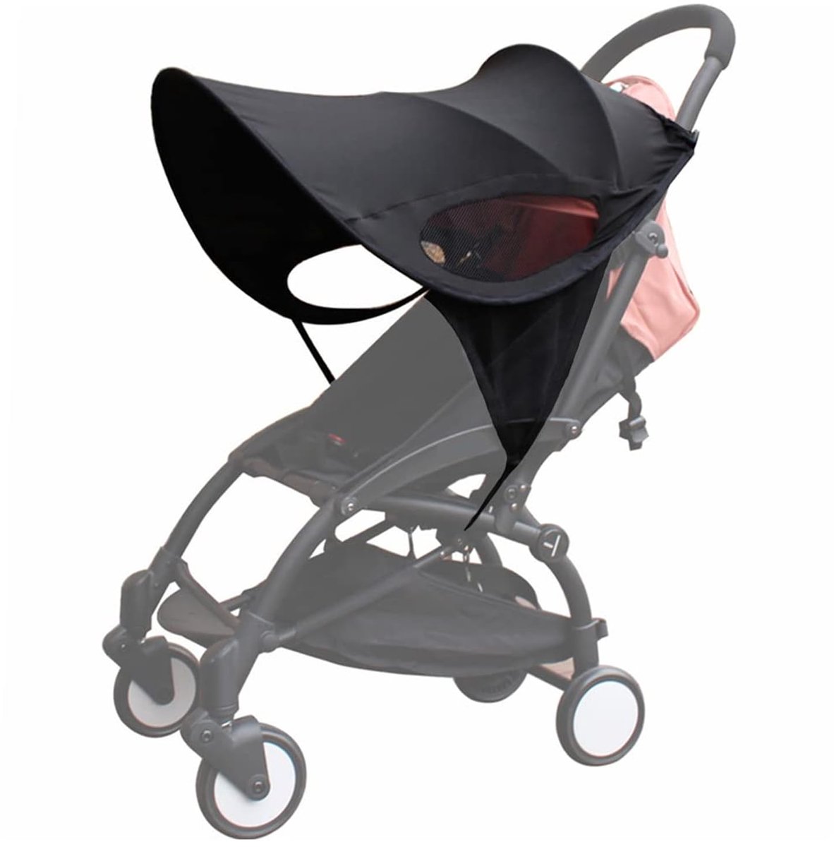 Zonnescherm voor kinderwagen – Universele zonnekap voor kinderwagen met UPF50+ bescherming | Water- en winddicht | Opvouwbaar en verstelbaar zonnescherm voor kinderwagen