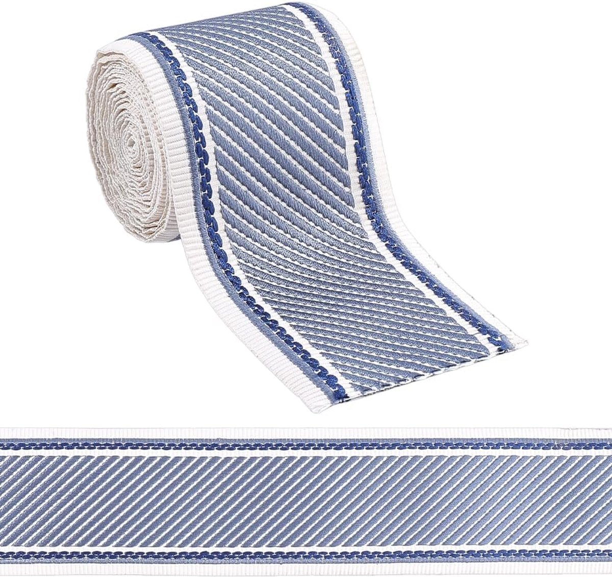 2 m twillpatroonband voor gordijnbanden 67 mm breed decoratief staalblauw gerimpeld lint voor doe-het-zelf-knutselwerk polyester gordijnband voors het naaien van bekleding