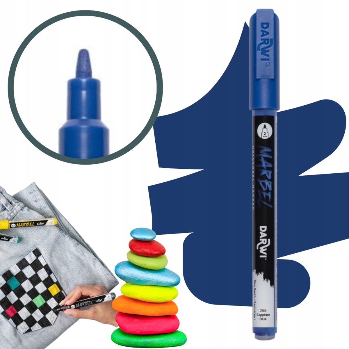 MARBEL Acryl Marker 2mm - Saffierblauw voor steen, papier, stof, glas
